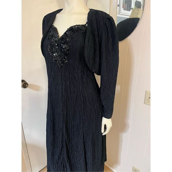 Vintage David Rose Beaded Sleeveless Evening Dress W/Bolero Jacket Stretchy Size - Picture 1 of 9